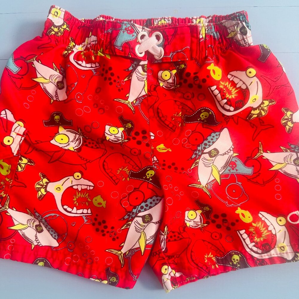 OP Swim Trunks, Toddler Size 18 months, Red, Black, Sharks, Pirates Swim Shorts